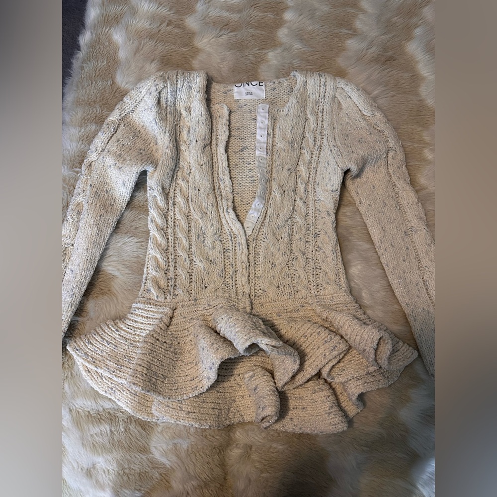 Once We Were Warriors Beige V-Neck Sweater